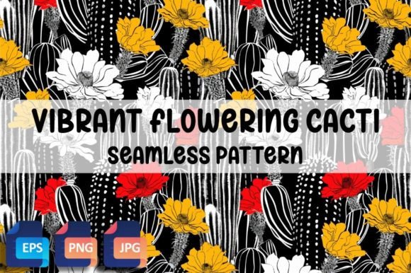 Vibrant Flowering Cacti Seamless Pattern