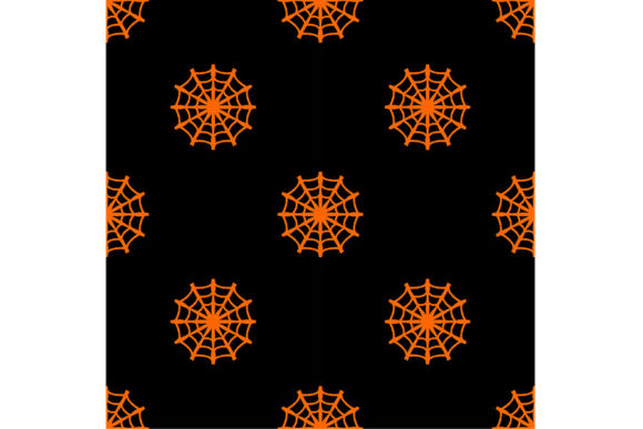 Orange spider web seamless pattern