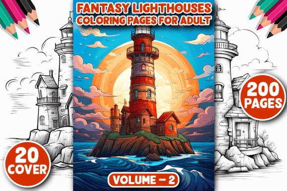 Fantasy Lighthouses Coloring Book Cover