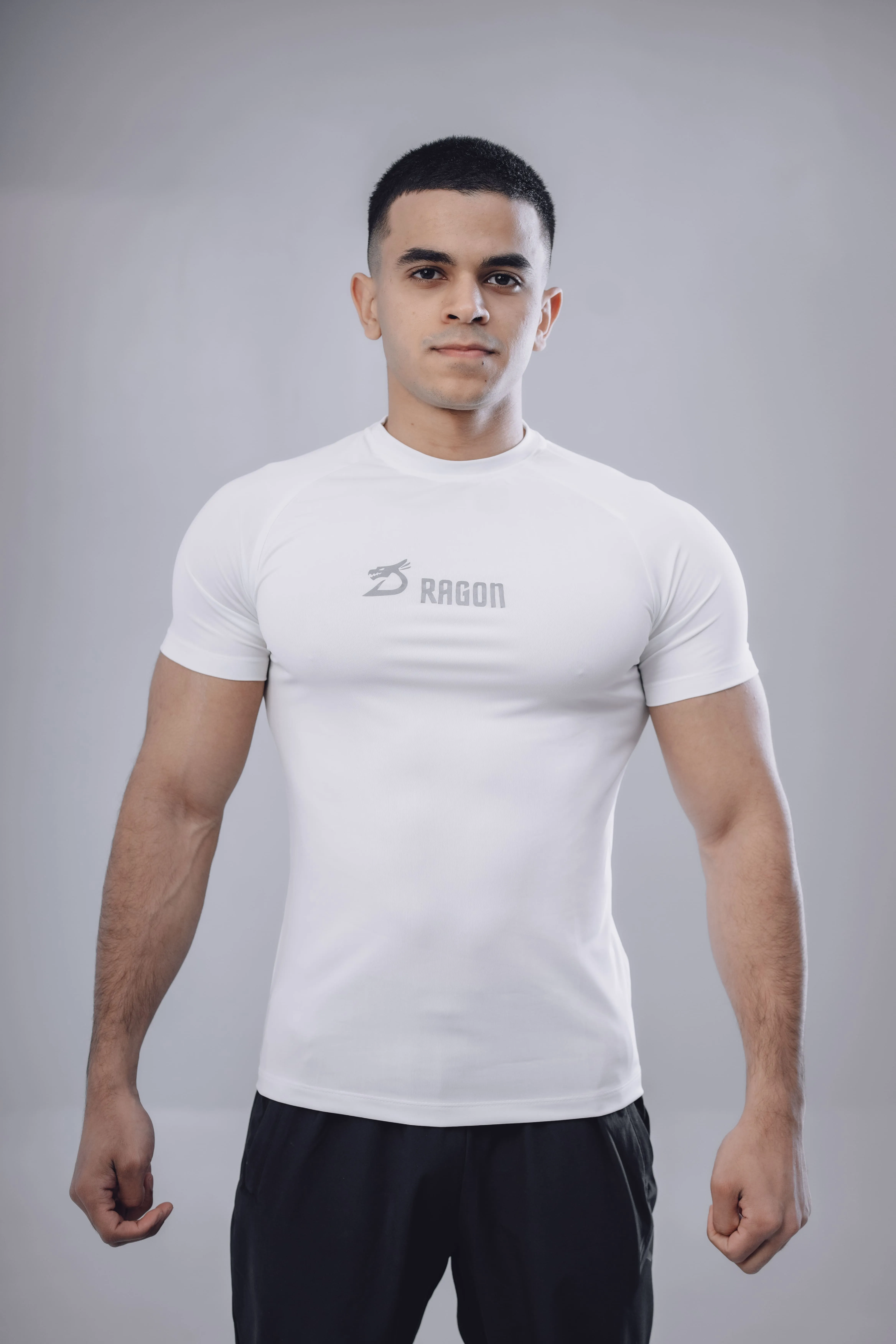 تيشيرت تمرين رجالي خامة بوليستر Compression - Dragon White