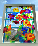 Flowers art Glass painting Stained glass Sun catcher Painted glass 