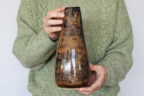 Handmade Ceramic Bud Vase | Gold | Wheel Thrown Stoneware