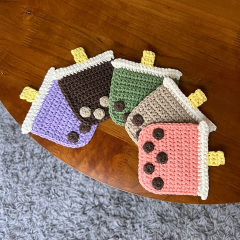 Boba Coaster Set/ Crochet Boba Coaster