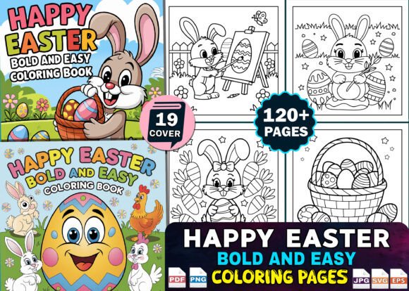 Happy Easter Coloring Book Cover