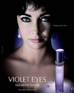 Liz Taylor features in an ad for her fragrance brand Violet Eyes