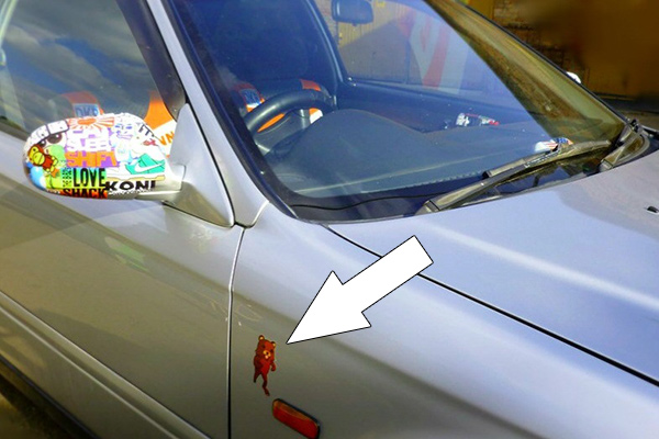 Sticker PedoBear on Civic EK