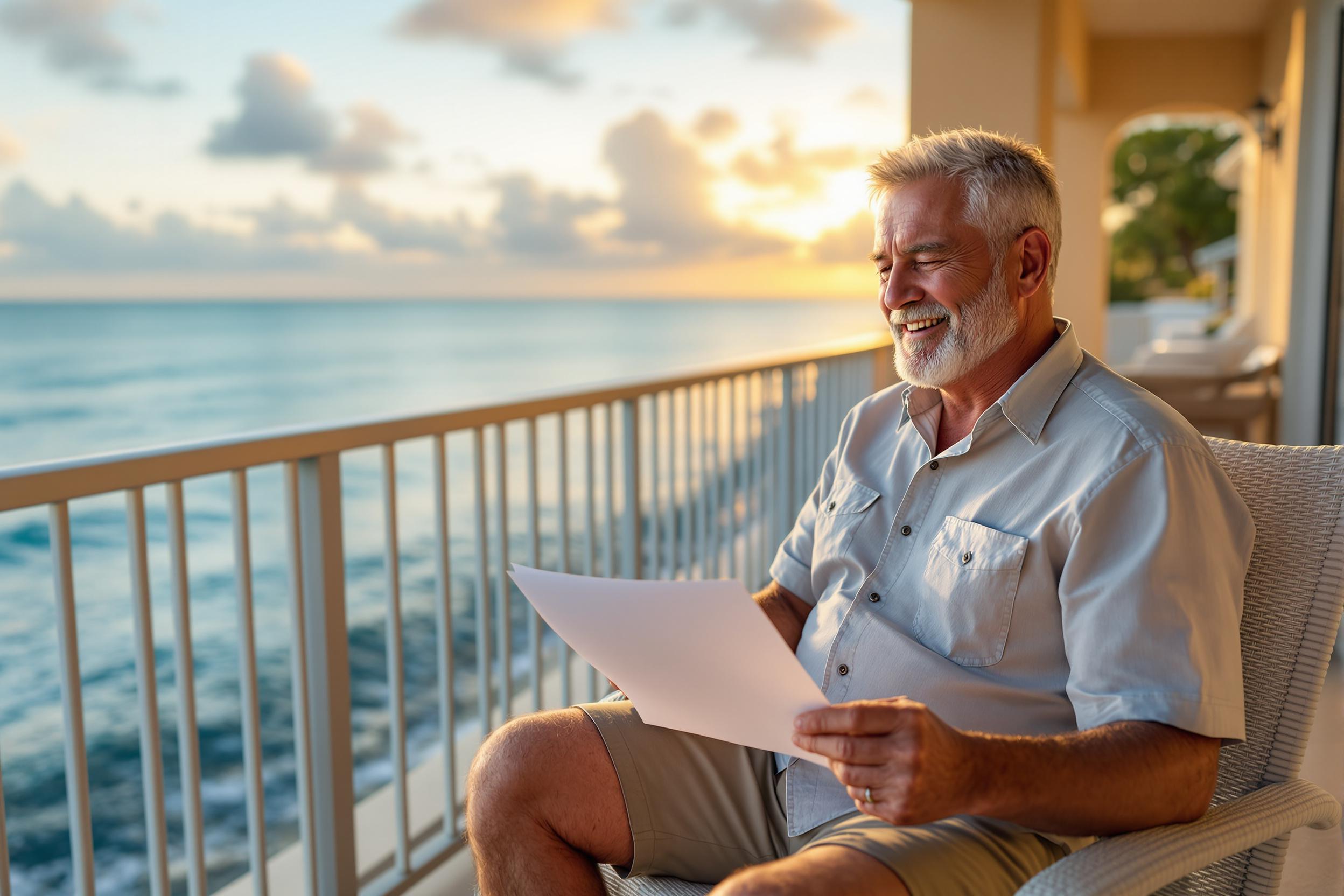 Veteran homeowner relaxing on Fort Myers Beach after easily refinancing with a VA Streamline loan