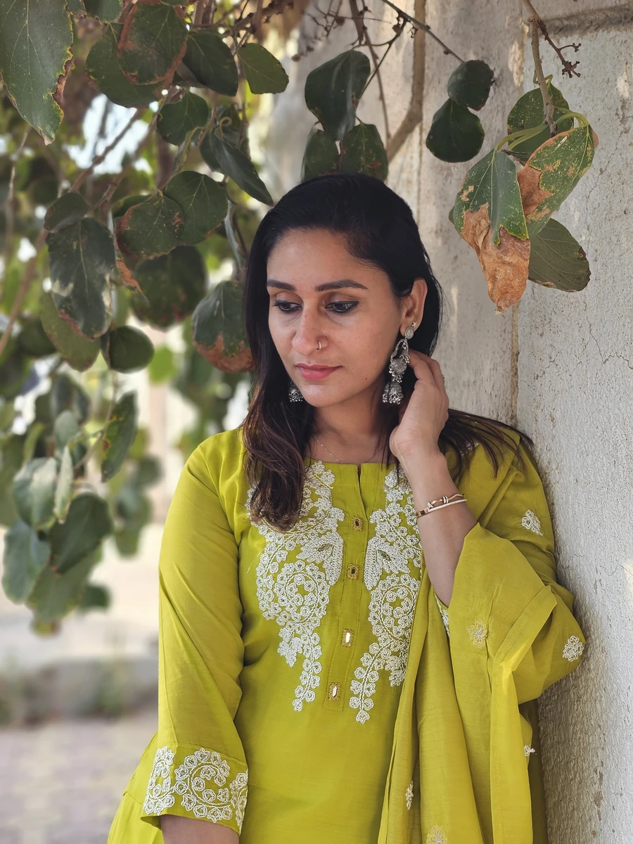 Lime Green cotton salwar suit
