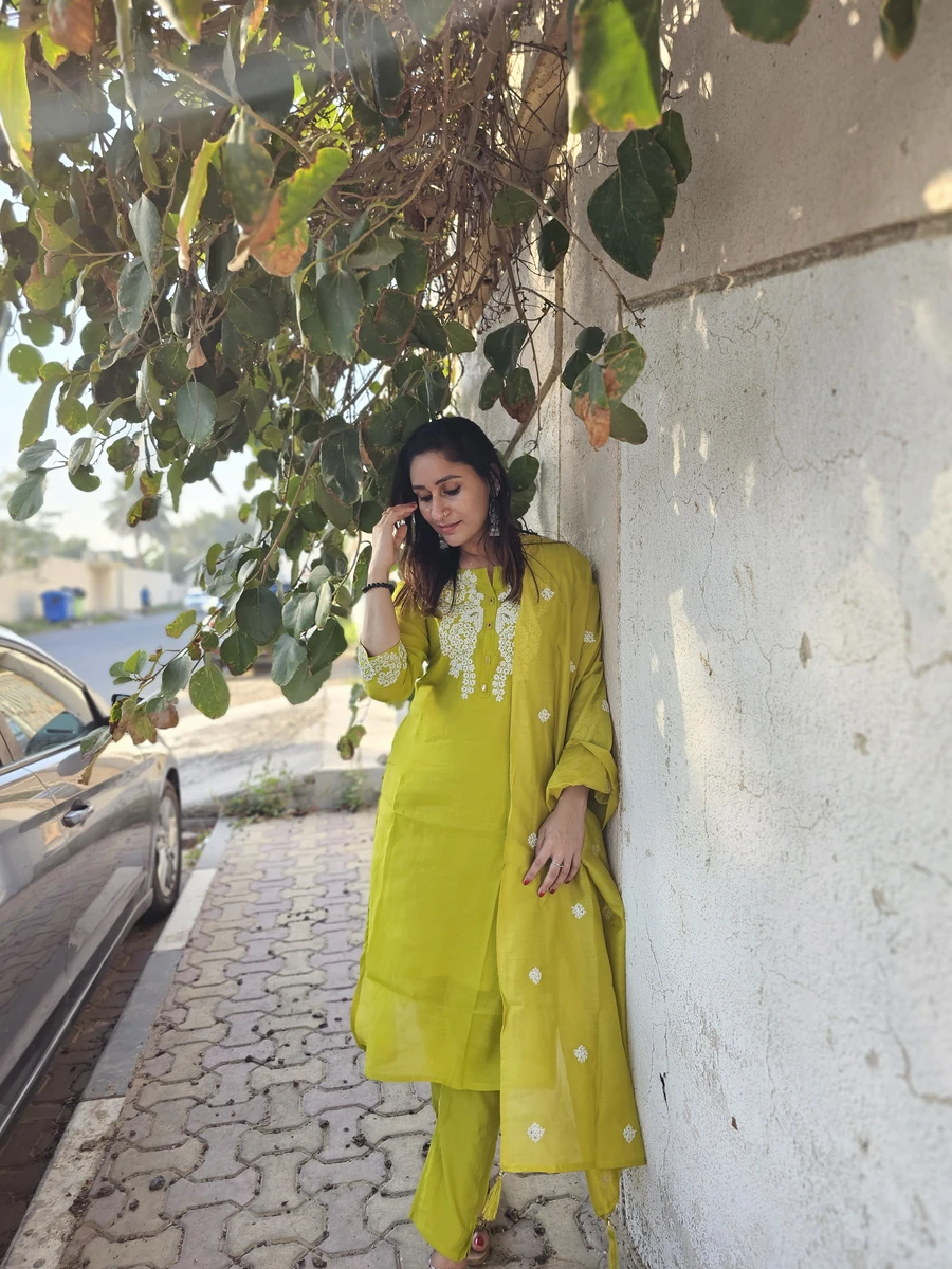 Lime Green cotton salwar suit
