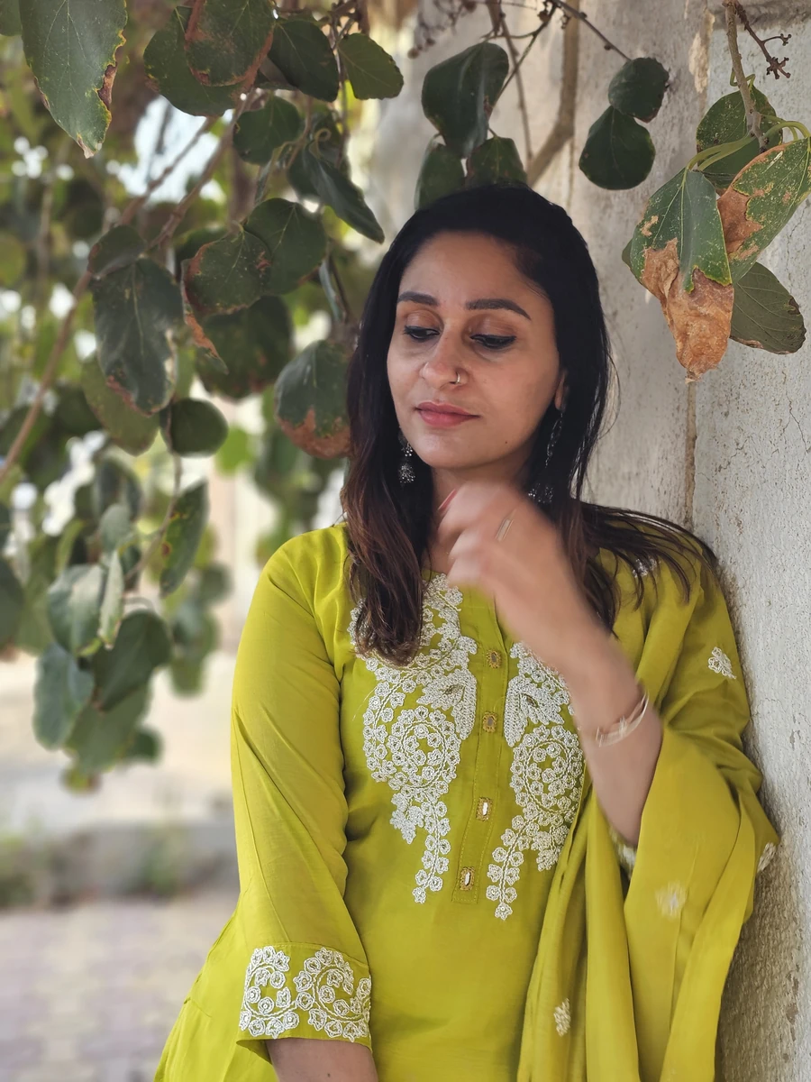 Lime Green cotton salwar suit