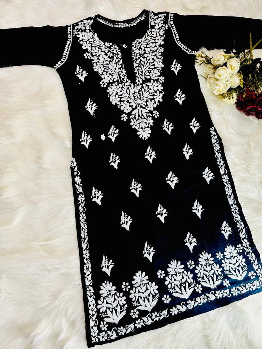Lucknowi Black and White Chikankari Suit_B&W