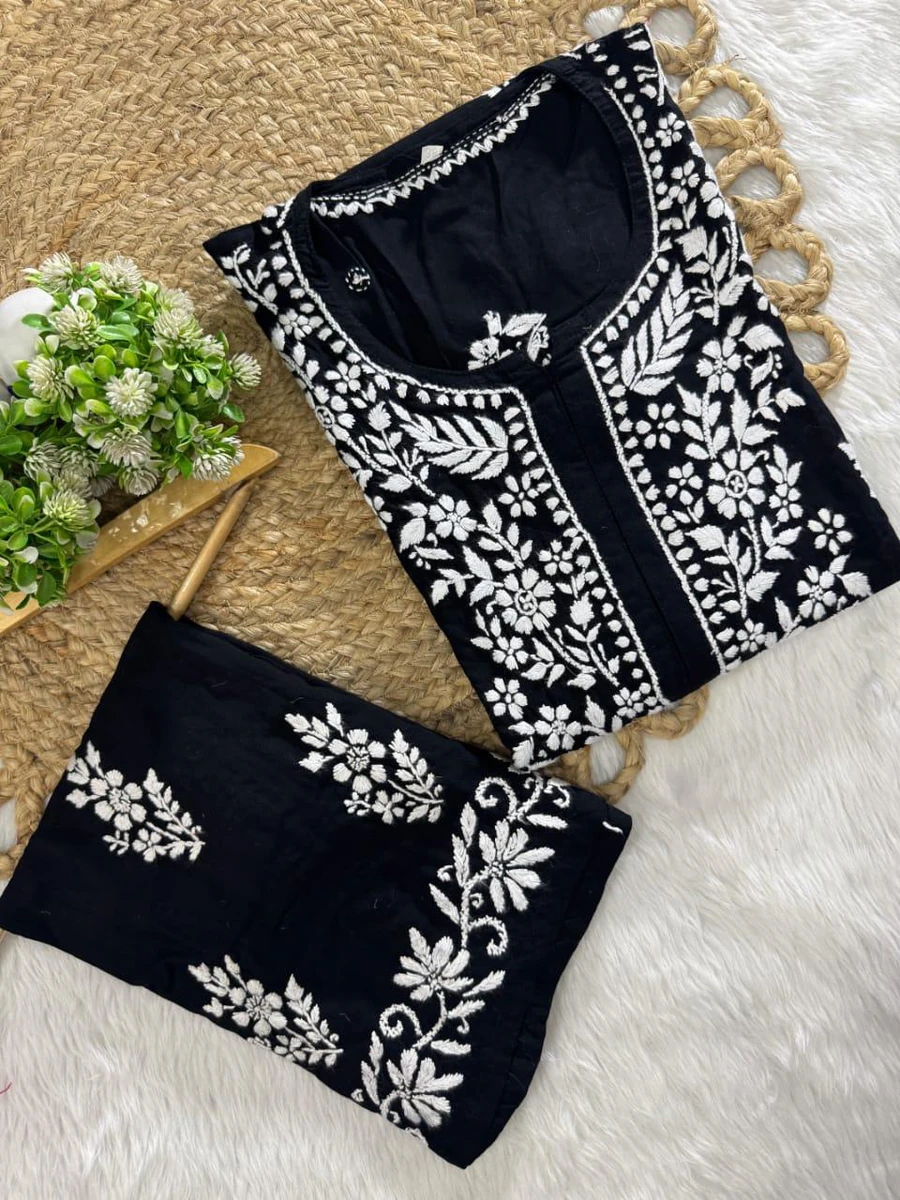 Lucknowi Black and White Chikankari Suit_B&W