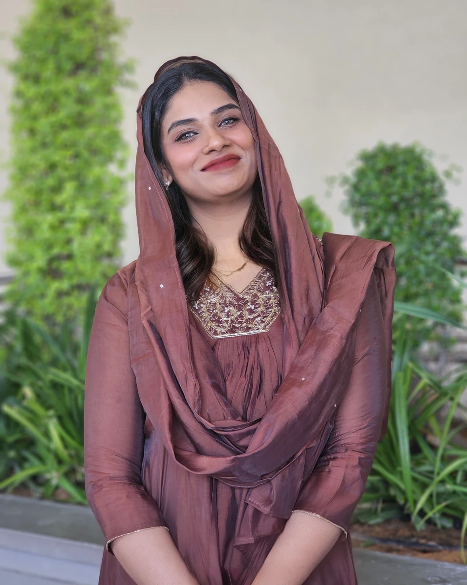 Mulchanderi Salwar Suit Coffee Brown