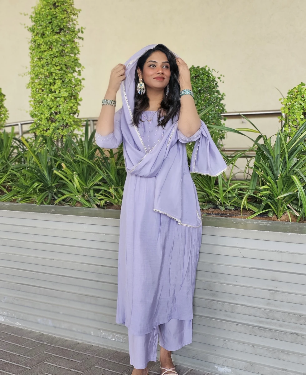 Mulchanderi Salwar Suit_Lavender