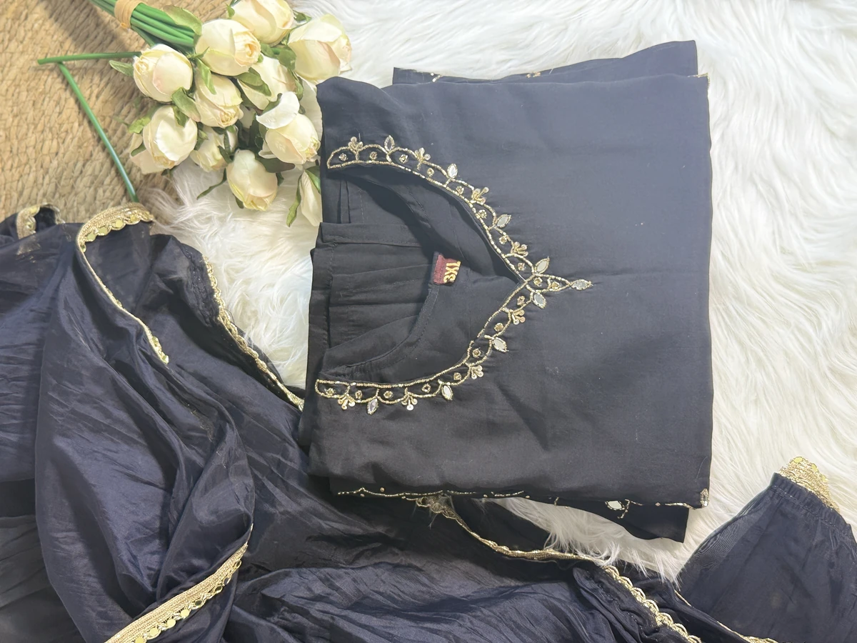 Roman Silk Party Wear Kurta – Mirror Work, Premium Fabric