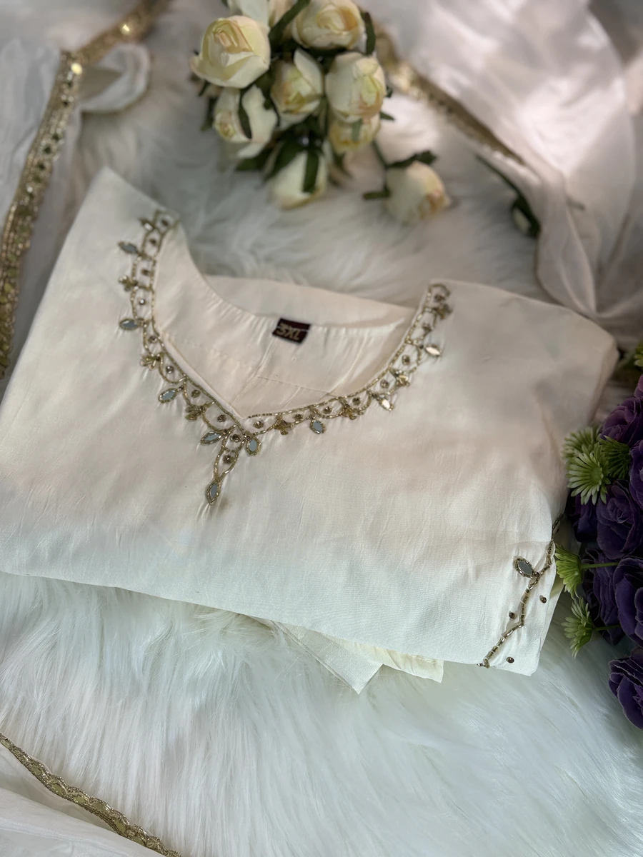 Roman Silk Party Wear Kurta – Mirror Work, Premium Fabric