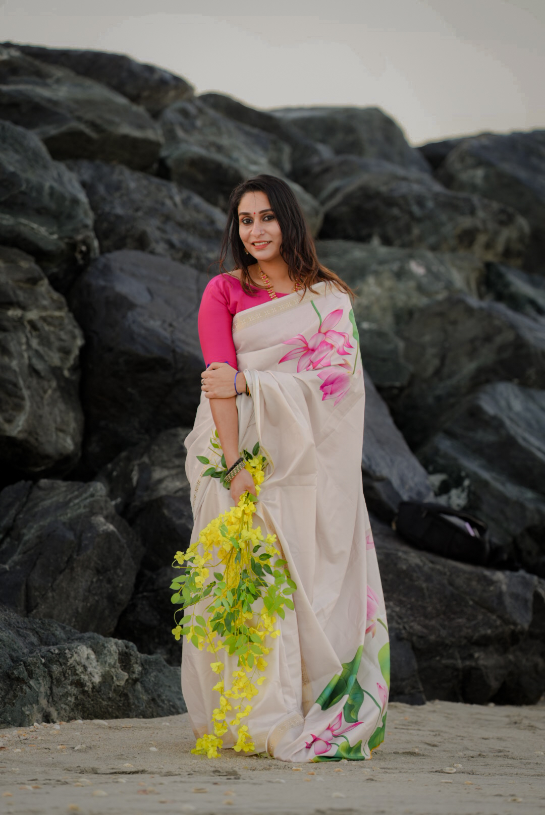 LOTUS SAREE OFF WHITE
