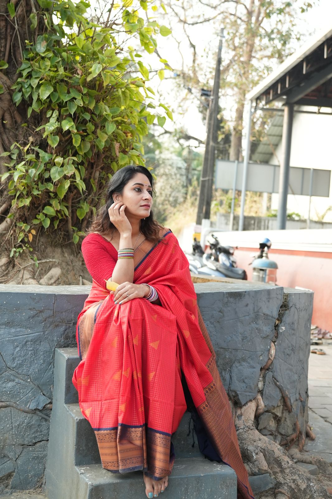SEMI SOFT SILKSAREE -RED