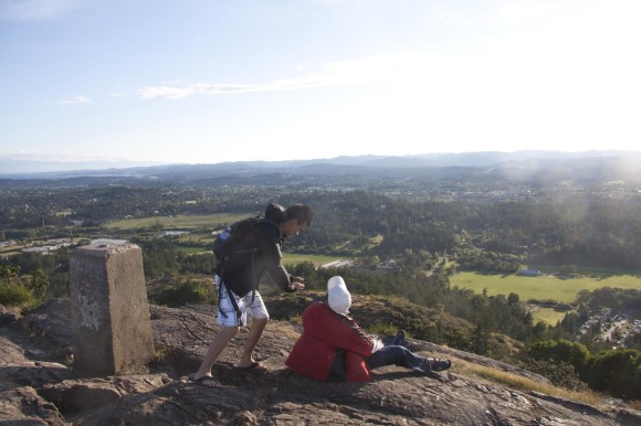 Pushing friend down mountain.