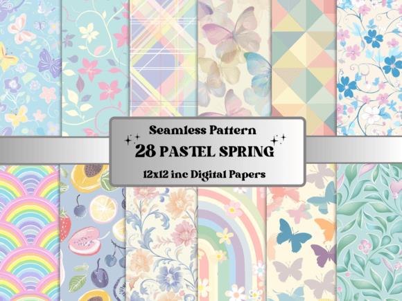 Pastel Spring Seamless Pattern Collage