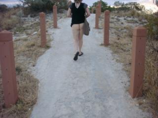 flashing my bare bottom near the beach