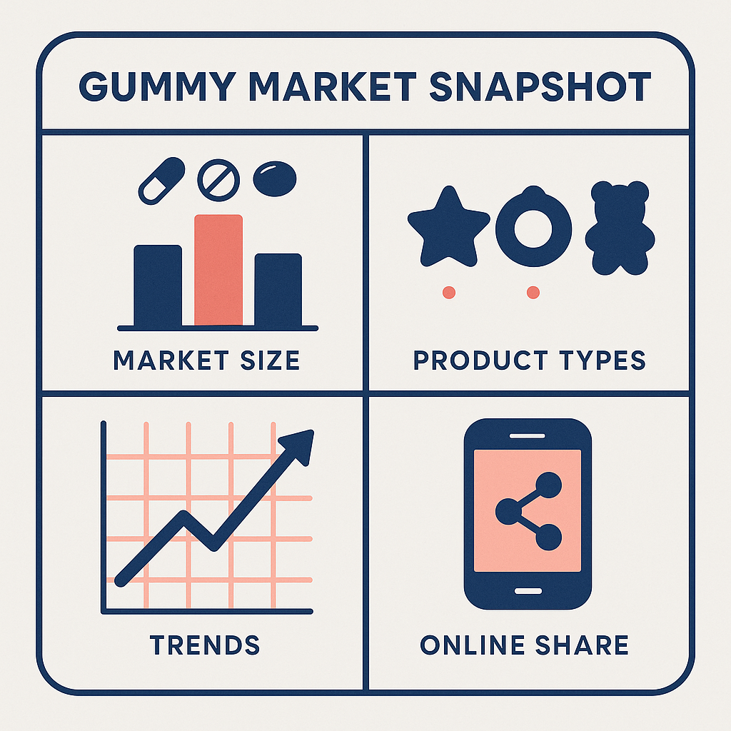 Gummy supplement market size infographic 2026