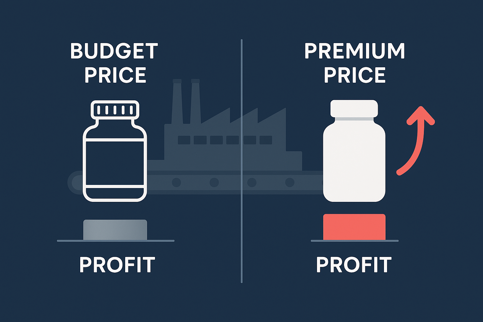 Price to profit chart for a white label supplement at four retail price points