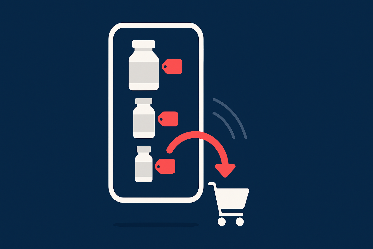 Video to sale hero showing a smartphone short-video feed of supplement bottles converting into a shopping cart