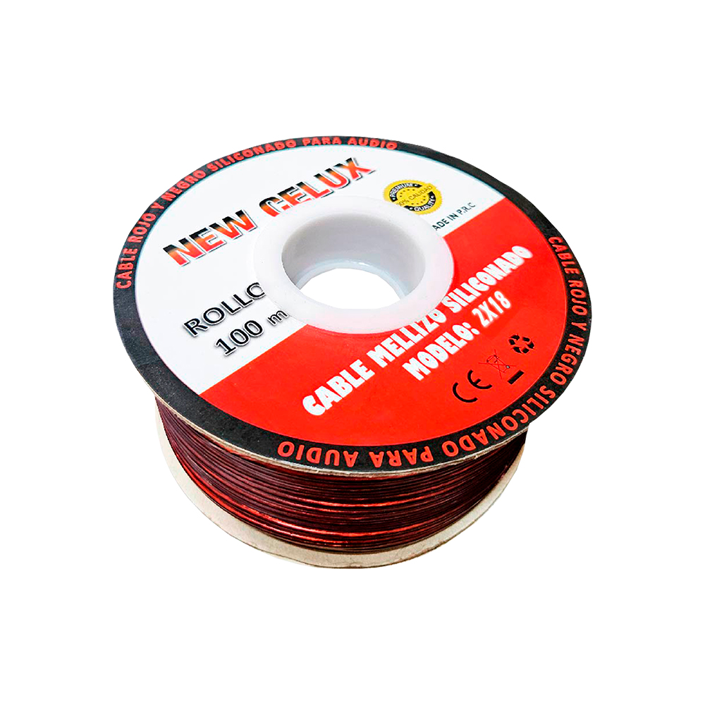 CABLE MELLIZO SILICONADO TRANSPARENTE ROJO/NEGRO 2x18 CELUX