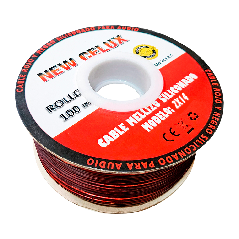 CABLE MELLIZO SILICONADO TRANSPARENTE ROJO/NEGRO 2x14 CELUX