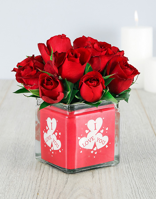 Water My Love Red Rose Arrangement