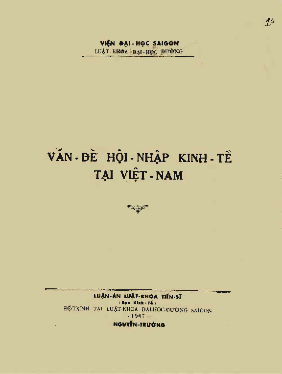 Vấn đề hội nhập kinh tế tại Việt Nam Luận án Tiến sĩ