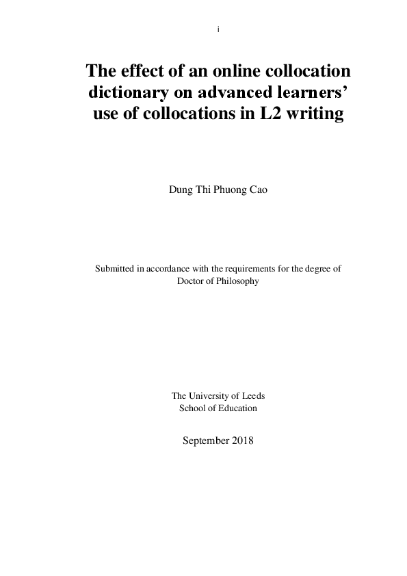 The effect of an online collocation dictionary on advanced learners' use of collocations in L2 writing
