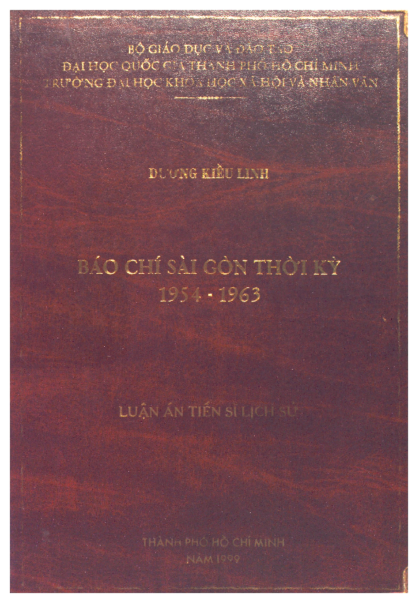 Báo chí Sài Gòn thời kỳ 1954-1963 Luận án Tiến sĩ 5.03.15