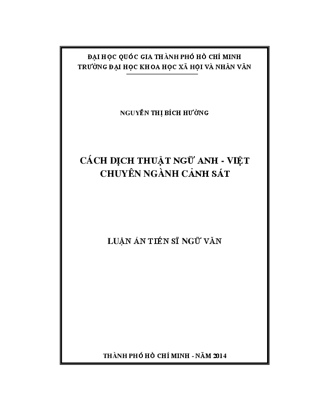 Cách dịch thuật ngữ Anh - Việt chuyên ngành cảnh sát luận án Tiến sĩ 60.22.01.10