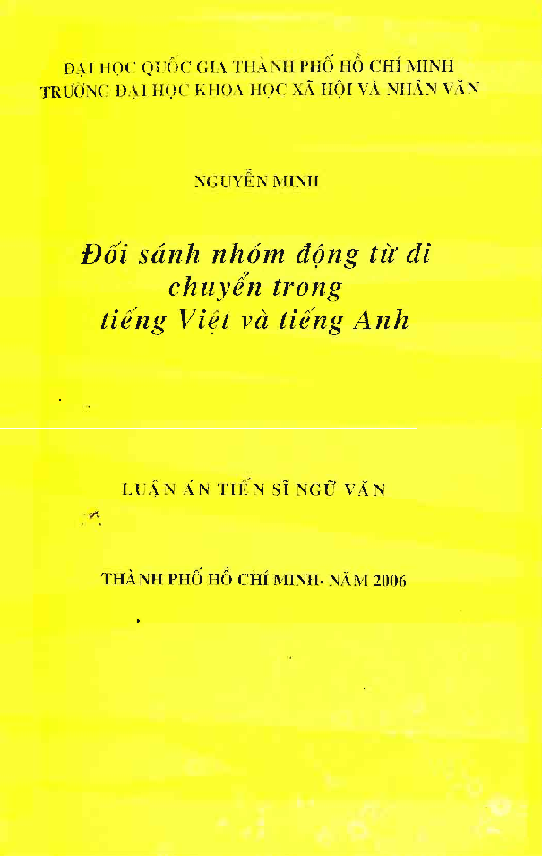Đối sánh nhóm động từ di chuyển trong tiếng Việt và tiếng Anh Luận án tiến sĩ 05.04.27