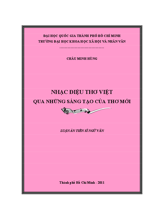 Nhạc điệu thơ Việt qua những sáng tạo thơ mới luận án Tiến sĩ 62.22.31.01