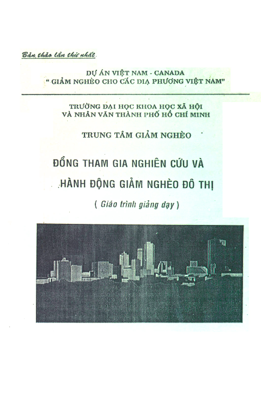 Đồng tham gia nghiên cứu và hành động giảm nghèo đô thị giáo trình giảng dạy