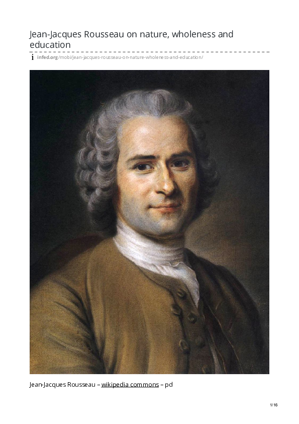 Jean-Jacques Rousseau on nature, wholeness and education