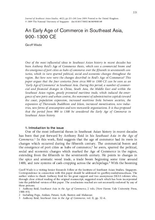 An early age of commerce in Southeast Asia, 900–1300 CE