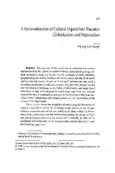 A reconsideration of cultural imperialism theoriesglobalization and nationalism