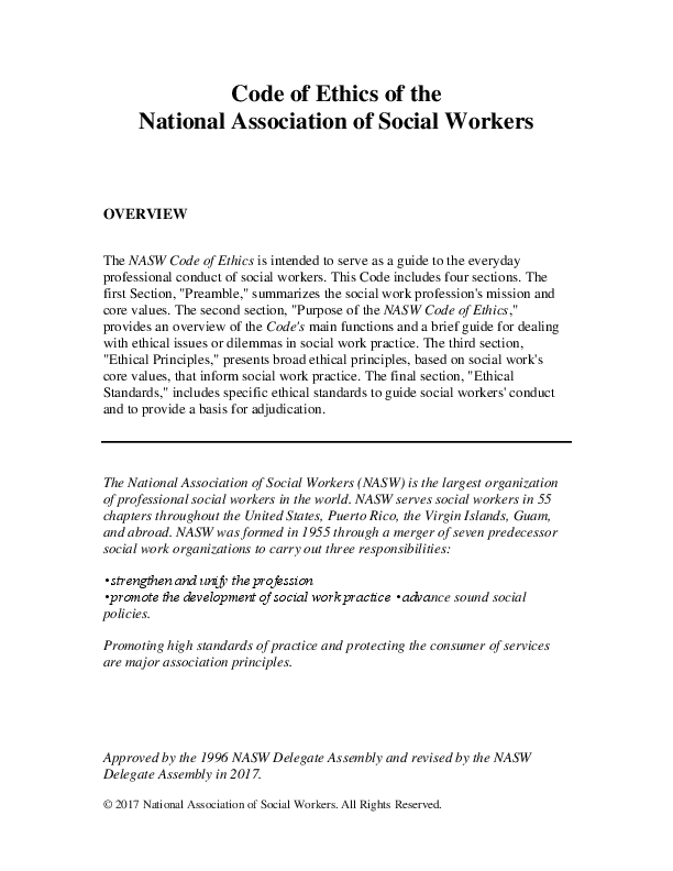 Code of Ethics of the National Association of Social Workers