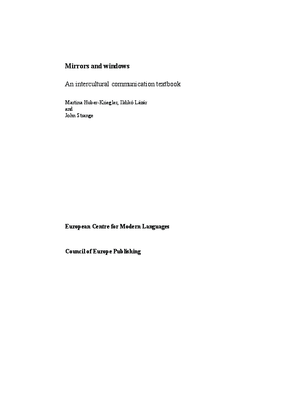 Mirrors and windows an intercultural communication textbook