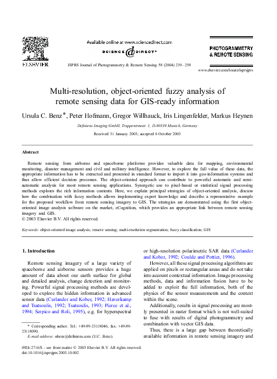 Multi-resolution, object-oriented fuzzy analysis of remote sensing data for GIS-ready information