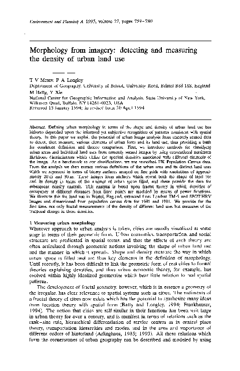 Morphology from imagerydetecting and measuring the density of urban land use