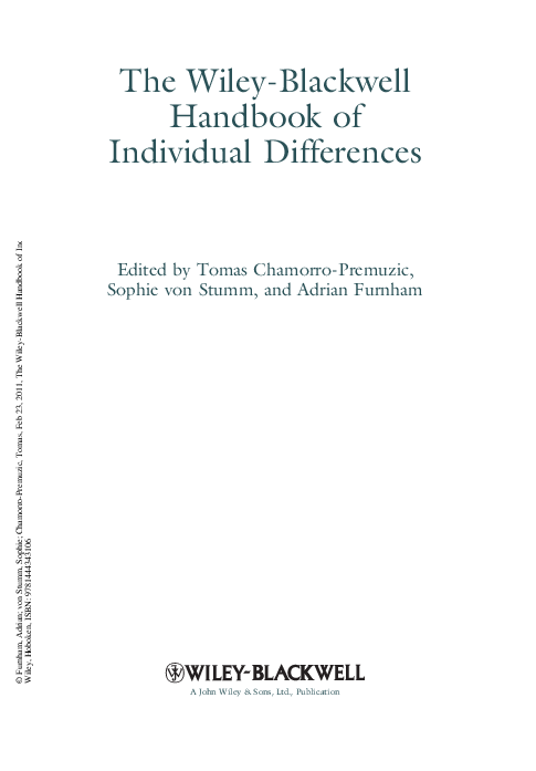 The Wiley-Blackwell handbook of individual differences