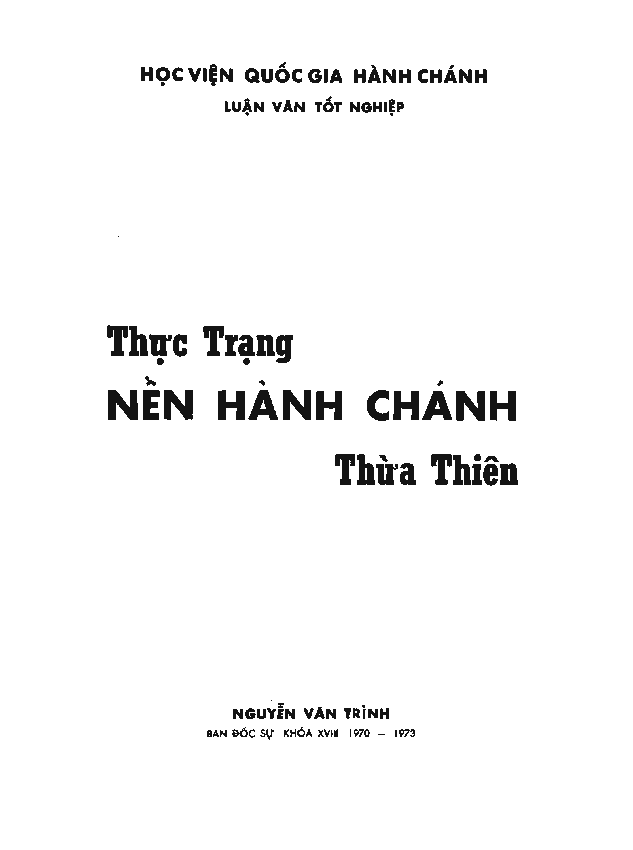 Thực trạng nền hành chánh Thừa Thiên Luận văn Thạc sĩ