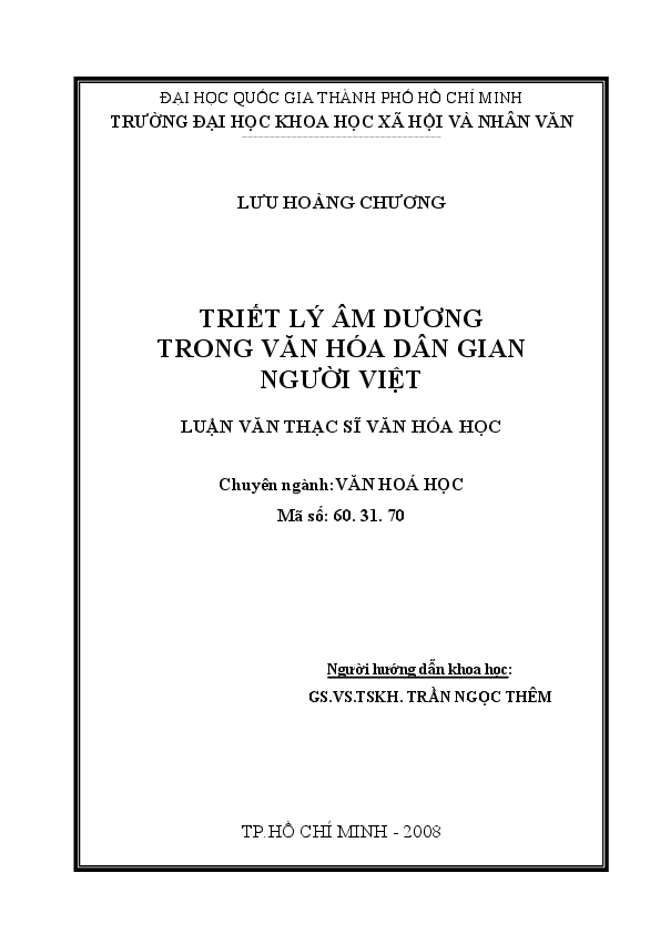 Triết lý âm dương trong văn hóa dân gian người Việt luận văn Thạc sĩ 60.31.70
