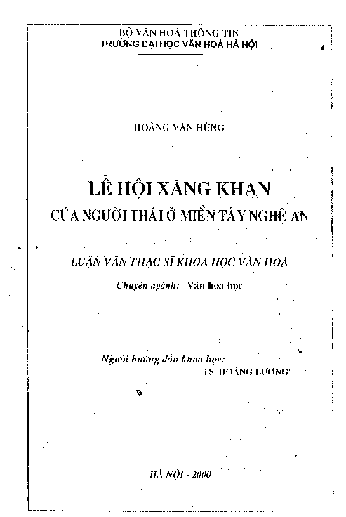 Lễ hội Xăng Khan của người Thái ở miền Tây Nghệ An luận văn Thạc sĩ 60.31.70