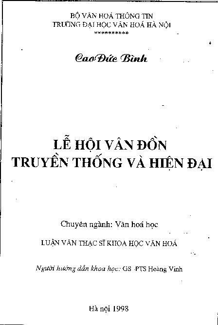 Lễ hội Vân Đồn truyền thống và hiện đại luận văn Thạc sĩ 60.31.70